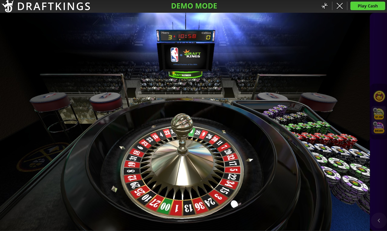 Ein Roulette-Tisch mit einem spielenden Dealer in einem Online-Casino.